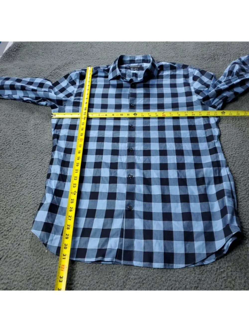 Banana Republic Shirt Mens XL Slim Fit Blue Long Sleeve Plaid Button Non Iron
